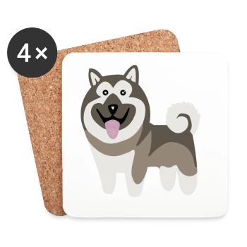 Cute dog, Norwegian elk dog - Coasters (set of 4) - white - Front