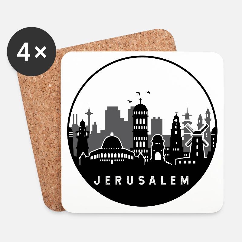 Jerusalem-Israel-Skyline - Untersetzer (4er-Set) - Weiß