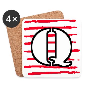 noir blanc rouge rayures q - Dessous de verre (lot de 4) - blanc - Devant
