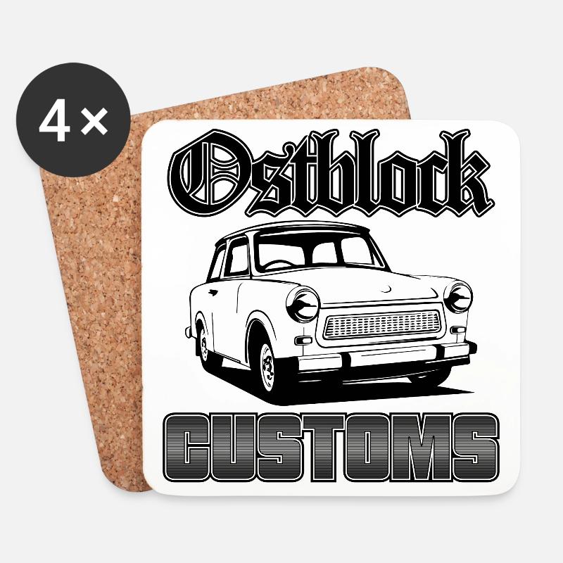 Trabi Trabbi Ostblock Customs DDR Auto - Untersetzer (4er-Set) - Weiß