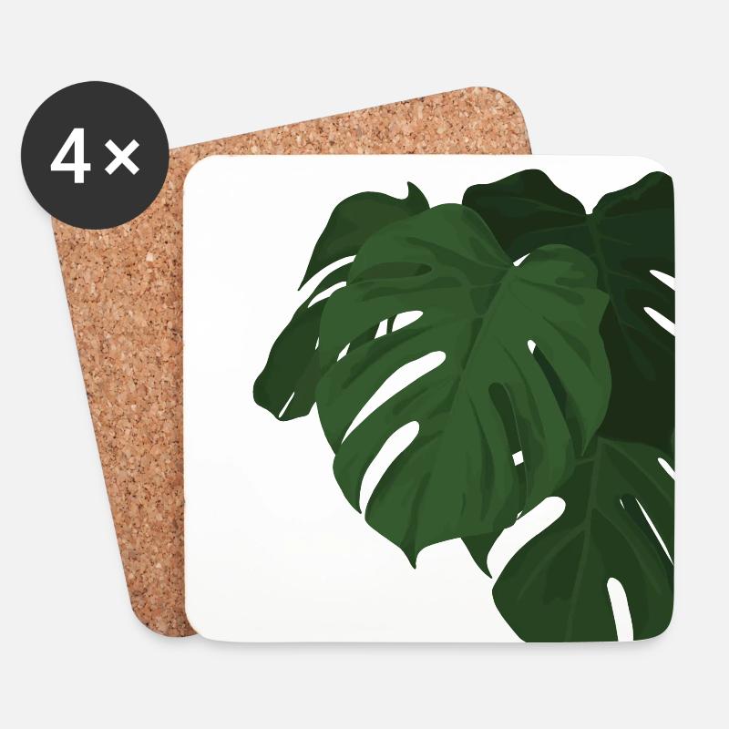 monstera pflanze - Untersetzer (4er-Set) - Weiß