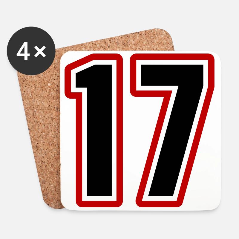 17 Zahl symbol - Untersetzer (4er-Set) - Weiß