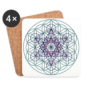 Fleur De La Vie Avec Metatron Cubes 1 - Dessous de verre (lot de 4) - blanc - Devant
