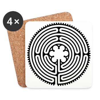 Chartres Labyrinth - Short Way 1 - Coasters (set of 4) - white - Front