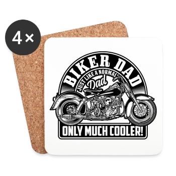 Père - Meilleur papa - Biker Daddy - pos - Dessous de verre (lot de 4) - blanc - Devant