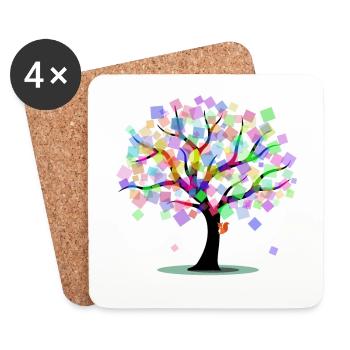 Arbre astucieux aux couleurs de l’arc-en-ciel - Dessous de verre (lot de 4) - blanc - Devant