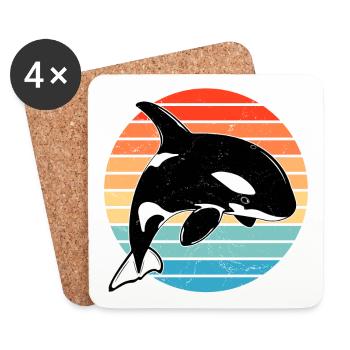 Orca Retro - Untersetzer (4er-Set) - Weiß - Vorne