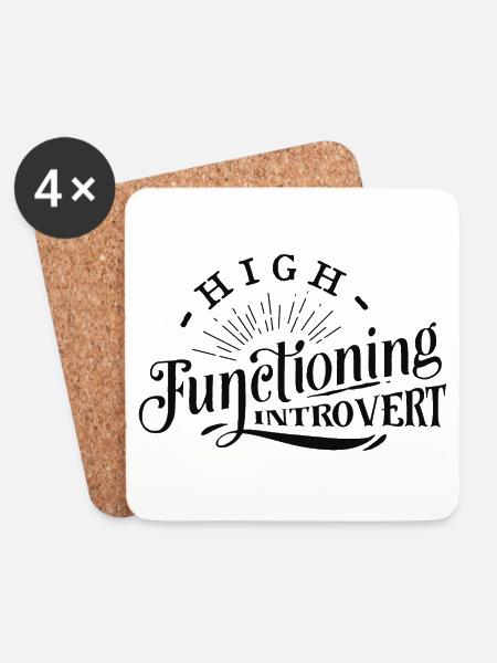 Antisocial - Functioning Introvert - pos - Untersetzer (4er-Set) - Weiß