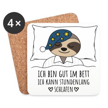 Ich bin gut im Bett stundenlang schlafen Faultier - Untersetzer (4er-Set) - Weiß - Vorne