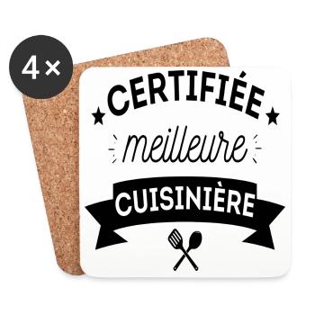 T shirt cuisine humour femme cuisinière cadeau - Dessous de verre (lot de 4) - blanc - Devant
