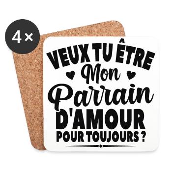 Veux Tu Être Mon Parrain D'amour Annonce Grossesse - Dessous de verre (lot de 4) - blanc - Devant
