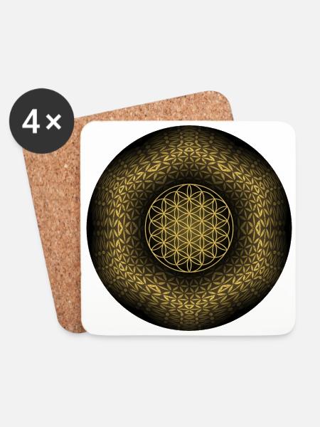 Flower Of Life In A Mandala 1 - Untersetzer (4er-Set) - Weiß