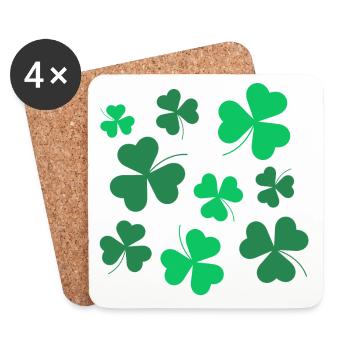Shamrock, Clover, Irish, Spring, St Patrick's Day - Coasters (set of 4) - white - Front
