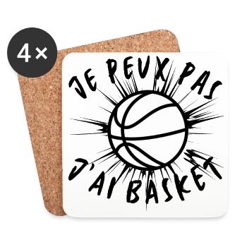 Je peux pas j' ai basket humour basket-ball cadeau - Dessous de verre (lot de 4) - blanc - Devant