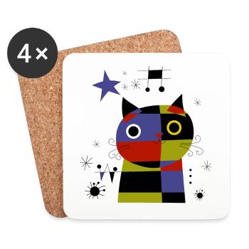 Cat - Coasters (set of 4) - white - Front