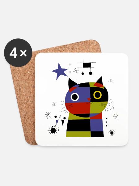 Katze - Untersetzer (4er-Set) - Weiß