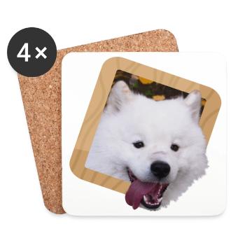 Samoyed puppy in a frame - Coasters (set of 4) - white - Front