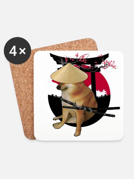 CHEEMS SAMURAI - Coasters (set of 4) - white
