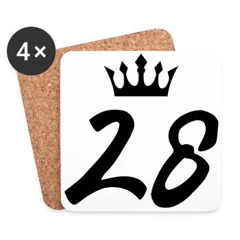 28 Zahl Krone - Untersetzer (4er-Set) - Weiß - Vorne