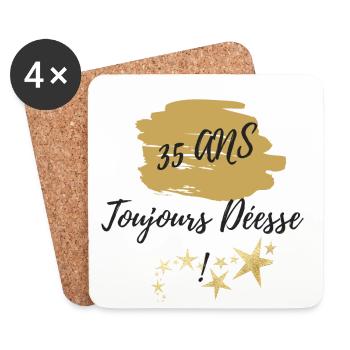 35 ans toujours déesse - Dessous de verre (lot de 4) - blanc - Devant