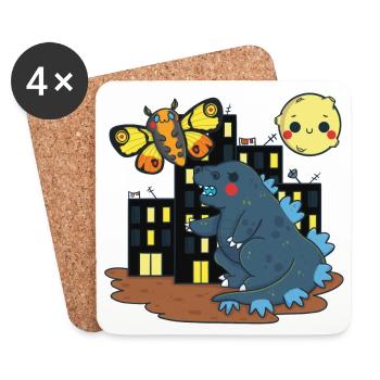Der Kampf der Monster - Untersetzer (4er-Set) - Weiß - Vorne