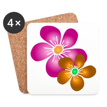 colorful flower bouquet floral flower tendril floral - Coasters (set of 4) - white - Front