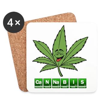 Cannabis chimical - Dessous de verre (lot de 4) - blanc - Devant