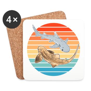 Requin zèbre requin de récif à pointe blanche - Dessous de verre (lot de 4) - blanc - Devant