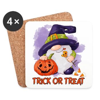 Halloween-Wichtel - Untersetzer (4er-Set) - Weiß - Vorne
