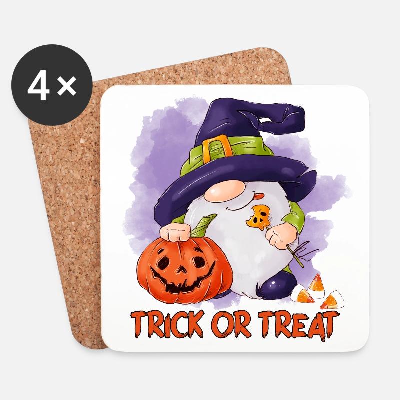 Halloween-Wichtel - Untersetzer (4er-Set) - Weiß
