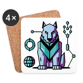 Futuristic Cyber Wolf - Coasters (set of 4) - white - Front