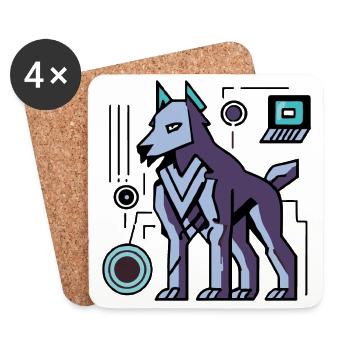 Futuristic Cyber Wolf - Coasters (set of 4) - white - Front