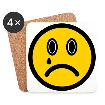 Crying Emoticon - Image Symbol - Stroke Face - Coasters (set of 4) - white - Front