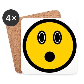 Verdutztes Emoticon - Bildsymbol - Strichgesicht - Untersetzer (4er-Set) - Weiß - Vorne