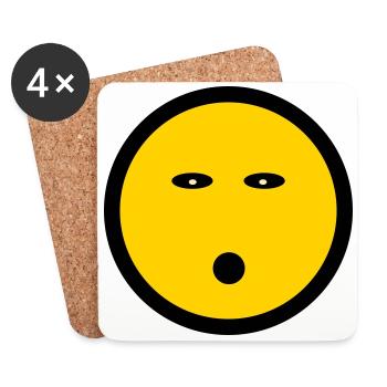 Émoticône sans énergie - Symbole d’image - Visage de ligne - Dessous de verre (lot de 4) - blanc - Devant