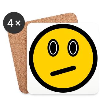 Neutrales Emoticon - Bildsymbol - Strichgesicht - Untersetzer (4er-Set) - Weiß - Vorne