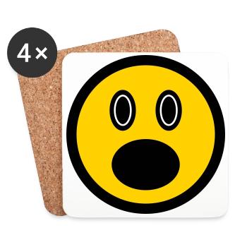 Verblüfftes Emoticon - Bildsymbol - Strichgesicht - Untersetzer (4er-Set) - Weiß - Vorne