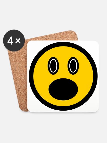 Verblüfftes Emoticon - Bildsymbol - Strichgesicht - Untersetzer (4er-Set) - Weiß