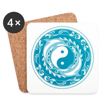 Dauphins Yin Yang - Dessous de verre (lot de 4) - blanc - Devant