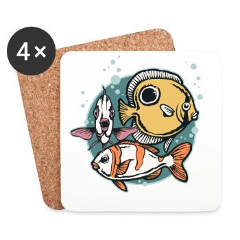 Amis des poissons - Dessous de verre (lot de 4) - blanc - Devant