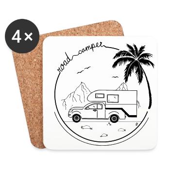Road Camper - Untersetzer (4er-Set) - Weiß - Vorne