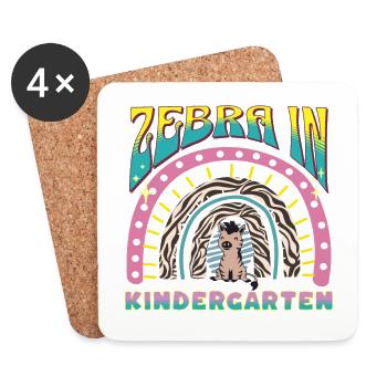 Zebra im Kindergarten Regenbogen Streife Design - Untersetzer (4er-Set) - Weiß - Vorne