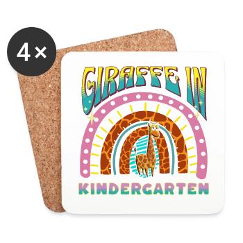 giraffe in kindergarten rainbow stripes design - Coasters (set of 4) - white - Front
