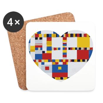 Herz mit Malerei Mondrian Victory Boogie Woogie - Untersetzer (4er-Set) - Weiß - Vorne