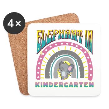 elephant in kindergarten rainbow stripes design - Coasters (set of 4) - white - Front