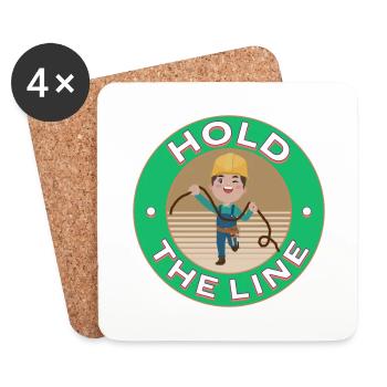 hold the line coloured funny design electrician - Coasters (set of 4) - white - Front