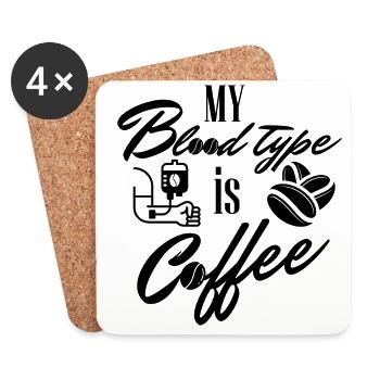 Blood Type Coffee - Blutgruppe Kaffee - Untersetzer (4er-Set) - Weiß - Vorne