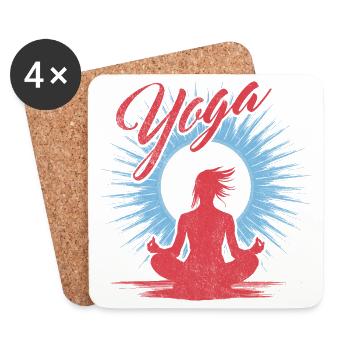 Yoga - Le bien-être de la méditation - Dessous de verre (lot de 4) - blanc - Devant