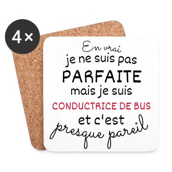Not perfect but bus driver - Coasters (set of 4) - white - Front