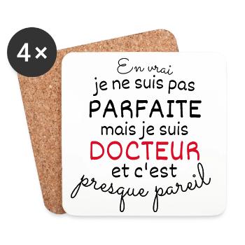 En Vrai Pas Parfaite Mais Docteur - Dessous de verre (lot de 4) - blanc - Devant
